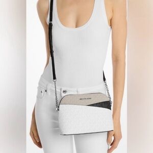 Michael Kors Elegant White and Black Crossbody Bag